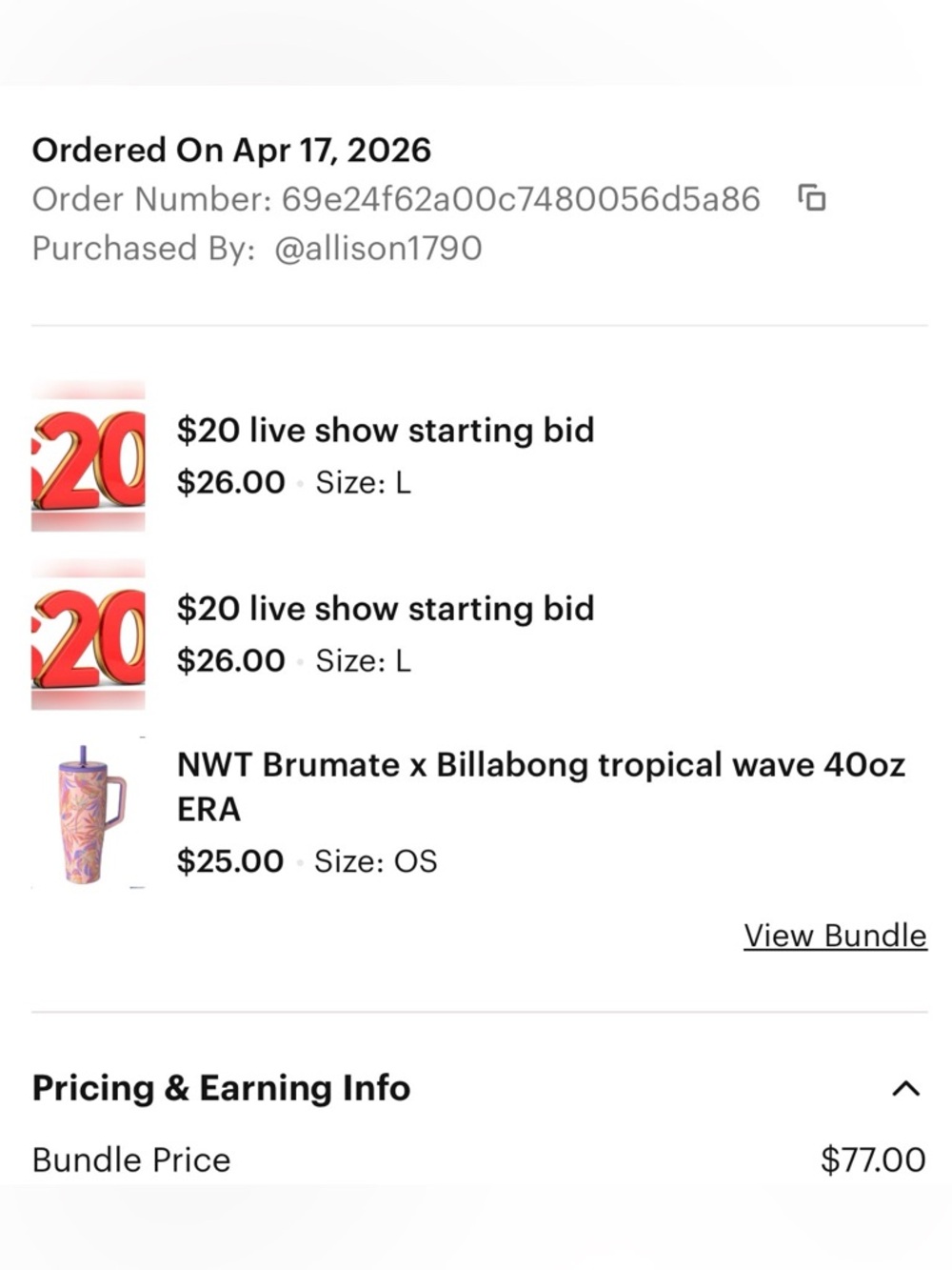 Bundle order